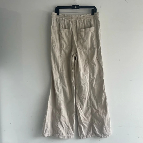 Free People We the Free Khaki High Waist Drawstring Wide Leg Pants 22456 - Picture 3 of 13